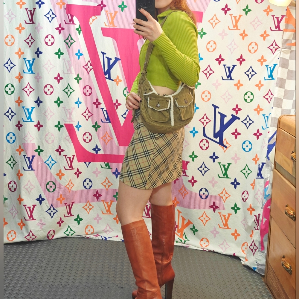Vintage Roxy corduroy fur mini bag